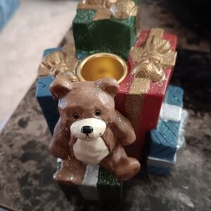 Xmas Festive Bear Candle Holder by Avon